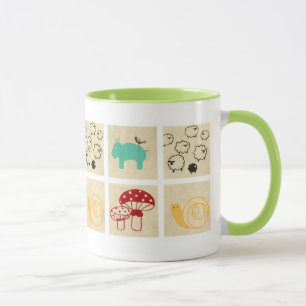 Malerei von den vier hölzernen Blöcken der Kinde Tasse