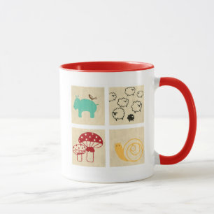 Malerei von den vier hölzernen Blöcken der Kinder Tasse