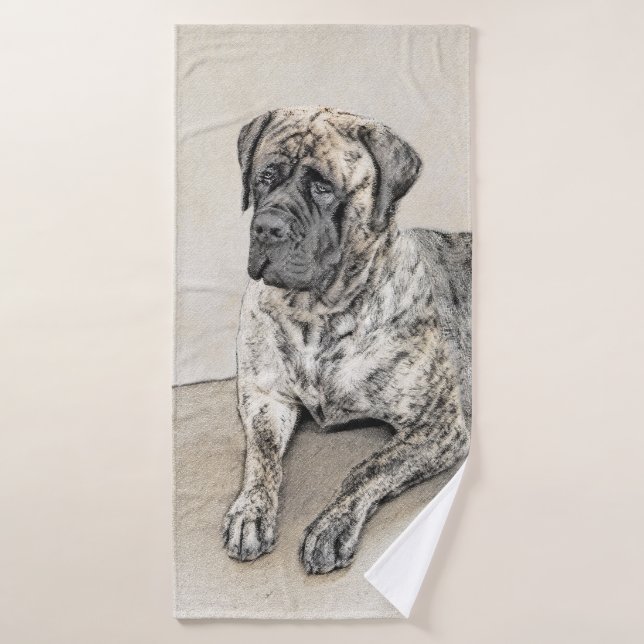 Malerei von englischen Mastiff (Brindle) - Hundeku Badhandtuch Set (Badehandtuch)