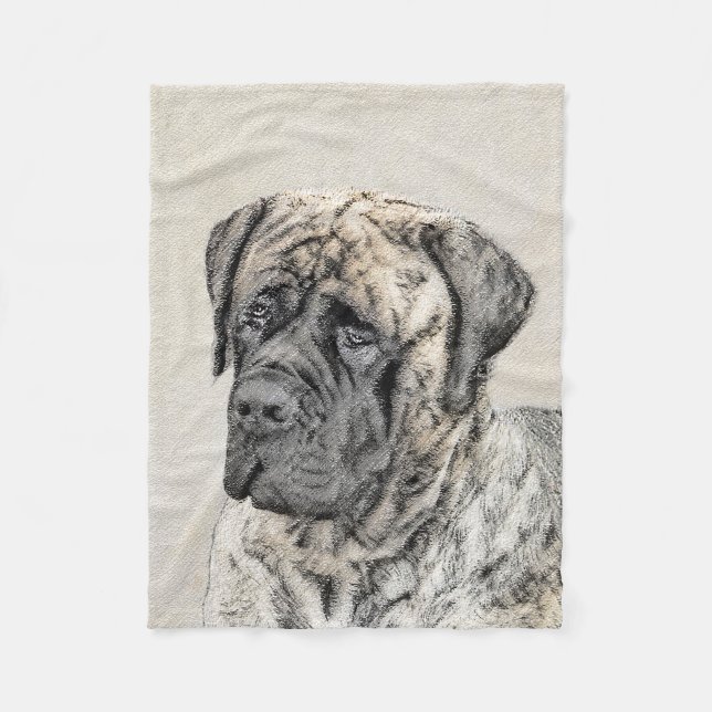 Malerei von englischen Mastiff (Brindle) - Hundeku Fleecedecke (Vorderseite)