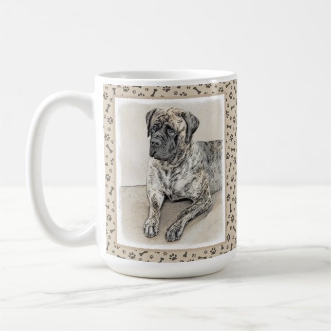 Malerei von englischen Mastiff (Brindle) - Hundeku Kaffeetasse (Links)