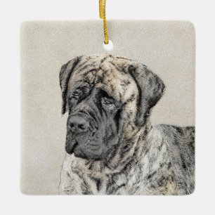 Malerei von englischen Mastiff (Brindle) - Hundeku Keramikornament