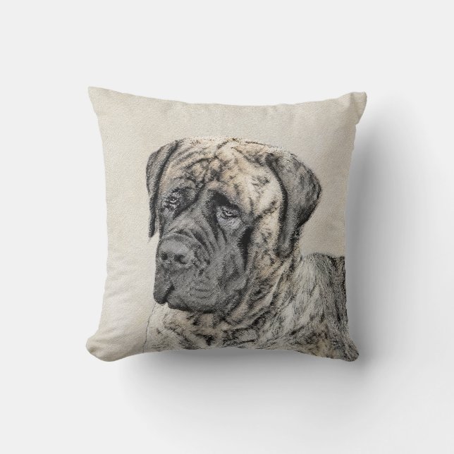 Malerei von englischen Mastiff (Brindle) - Hundeku Kissen (Vorderseite)
