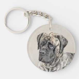 Malerei von englischen Mastiff (Brindle) - Hundeku Schlüsselanhänger