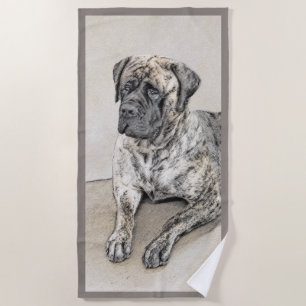 Malerei von englischen Mastiff (Brindle) - Hundeku Strandtuch