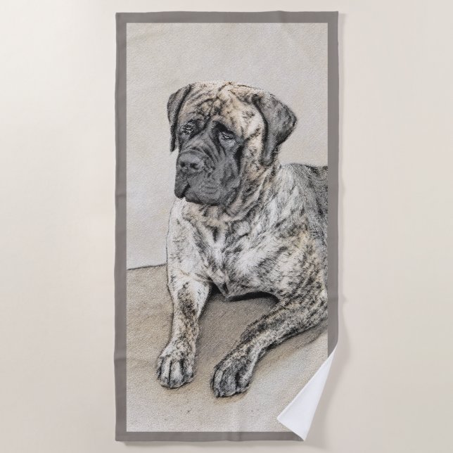 Malerei von englischen Mastiff (Brindle) - Hundeku Strandtuch (Vorderseite)