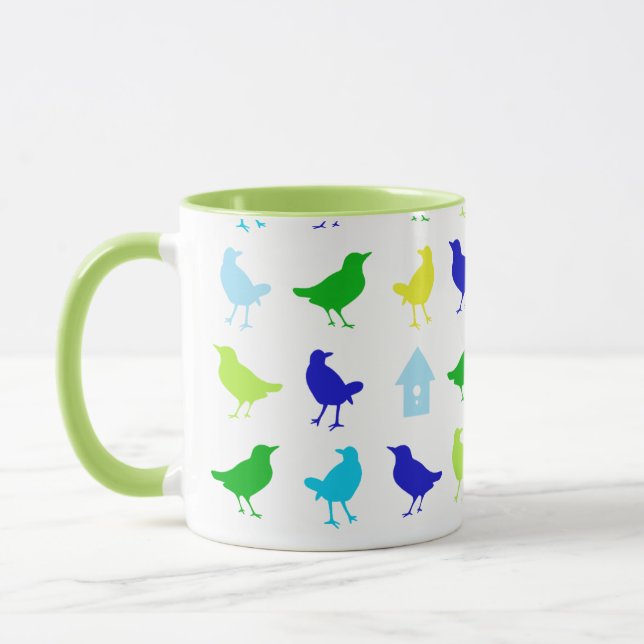 Malerei von farbigen Vögeln durch Chariklia Zarris Tasse (Links)