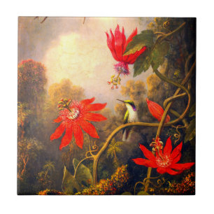 Malerei von Hummingbird und Passionblumen Fliese