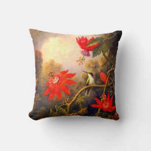 Malerei von Hummingbird und Passionblumen Kissen