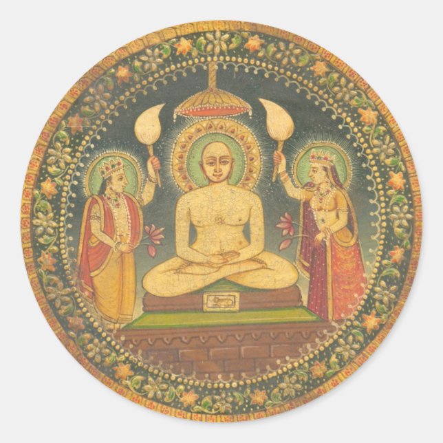 Malerei von Mahavira Runder Aufkleber (Vorderseite)