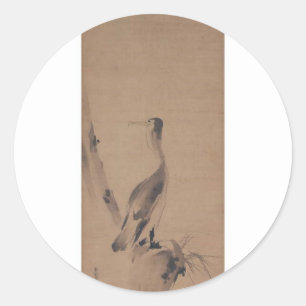 Malerei von Miyamoto Musashi, C. 1600's Runder Aufkleber