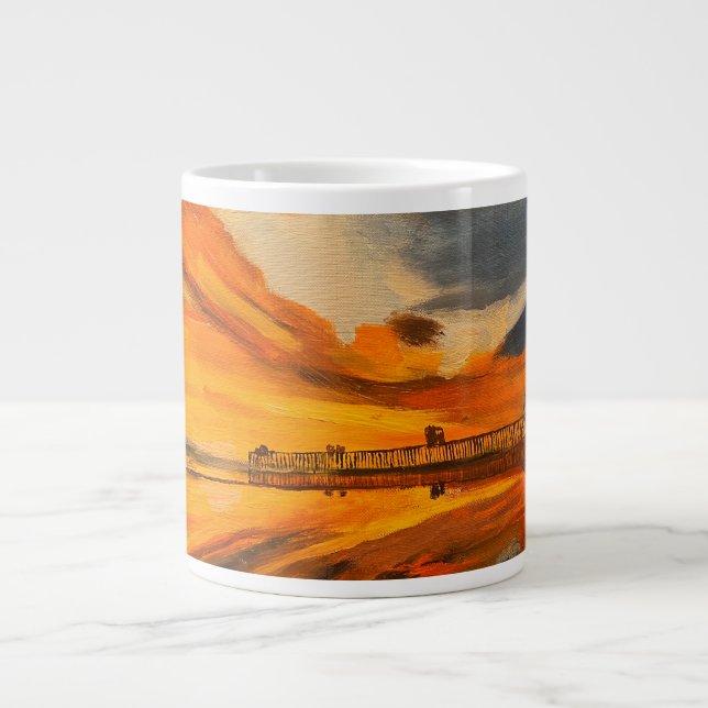 Malerei von Scripps Pier, La Jolla, CA Jumbo-Tasse (Vorderseite)