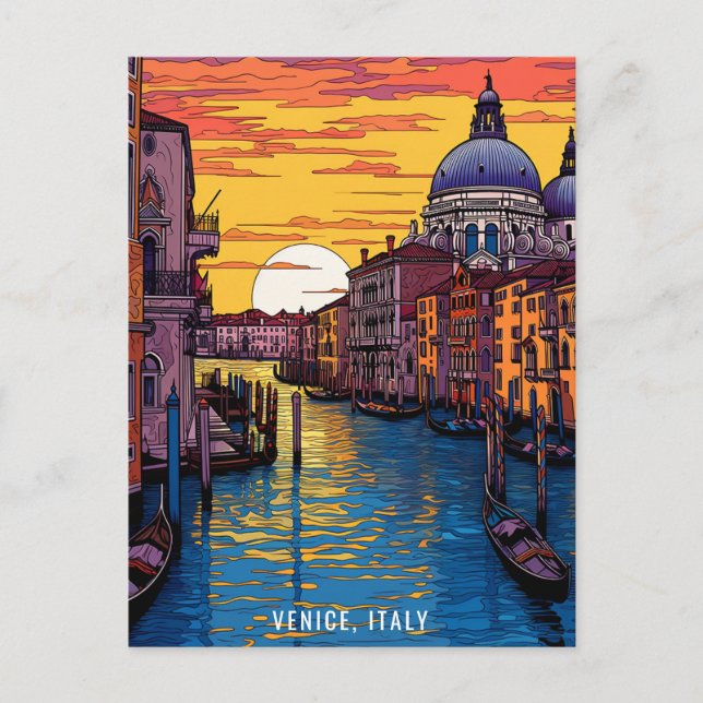 Malerei von Venedig bei Sonnenuntergang | Italien  Postkarte (Vorderseite)