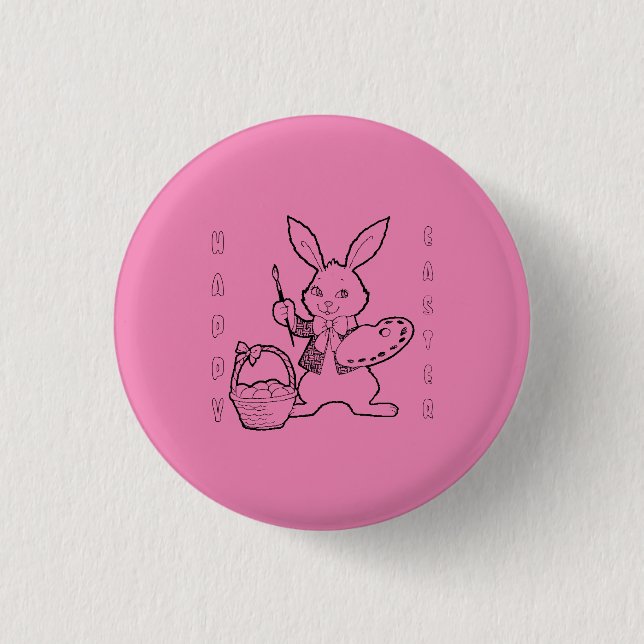 Malereieier Rosa Happy Oaster Button Schaltfläche (Vorderseite)