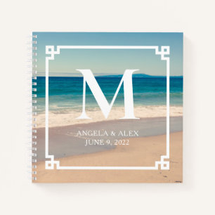 Maleriische Strand-Foto-Hochzeits-Monogramm-Gast Notizbuch
