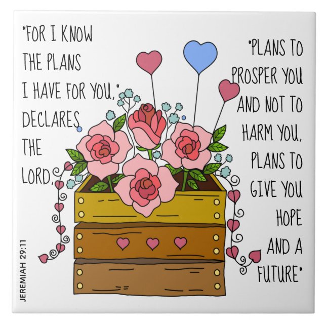 Malerische Blume, Gedicht von Jeremiah 29:11 Fliese (Vorderseite)