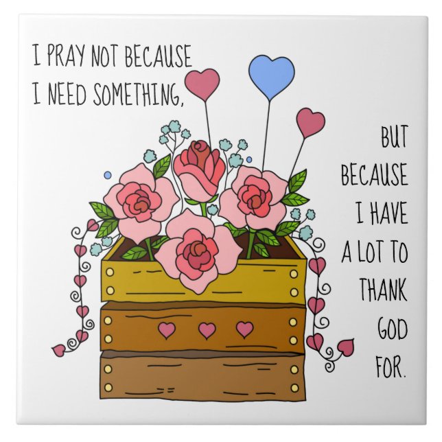 Malerische Blume, mit Prayerful Danke Fliese (Vorderseite)