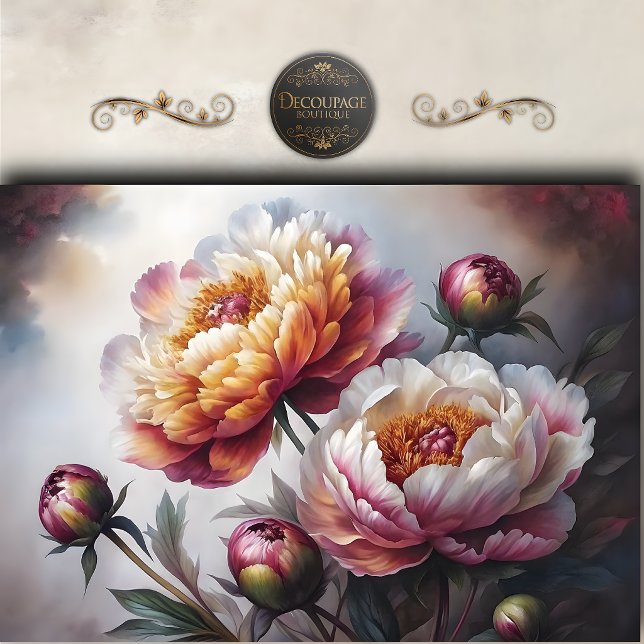 Malerische Blush-Pfingstrose-Decoupage Seidenpapier (Painterly Blush Peony Decoupage Tissue Paper)
