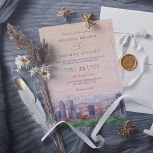 Malerische Denver Colorado Elegante Zielhochzeit Einladung