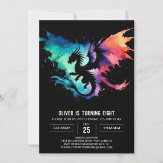 Malerische Drache Geburtstagskleidung Einladung