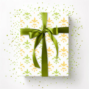 Malerische Fleur de Lis in Palm und Gelb Geschenkpapier
