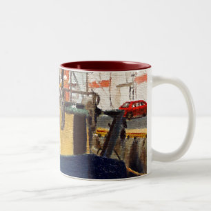 Malerische Galway City Irland Fischerboot Zweifarbige Tasse