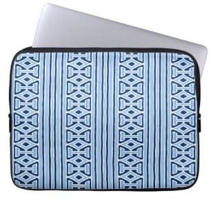 Malerische Gitterstreifen in Blau Indigo Laptopschutzhülle