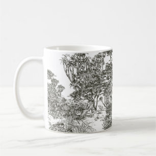 Malerische handgezeichnete Safari Panoramaaussicht Kaffeetasse