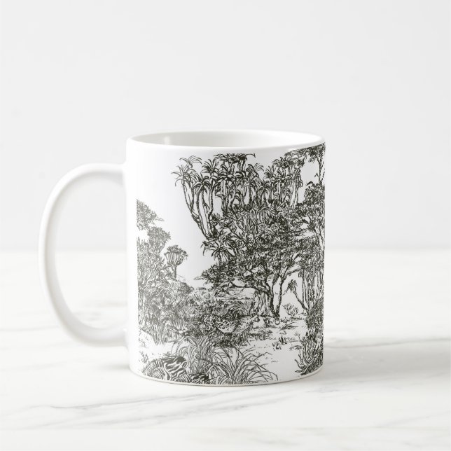 Malerische handgezeichnete Safari Panoramaaussicht Kaffeetasse (Links)