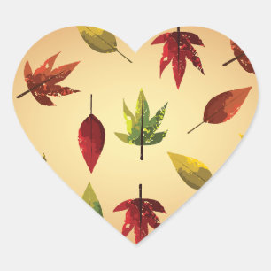 Malerische Herbstblätter Herz-Aufkleber