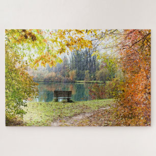 Malerische Herbstlaub-Seelandschaft-Puzzle