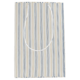 Malerische Küstenblaue- und Sand-Pinstripemuster Mittlere Geschenktüte
