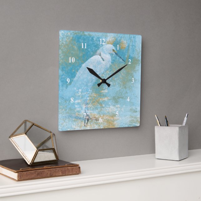 Malerische Küstenschneedecke Quadratische Wanduhr (Büro)
