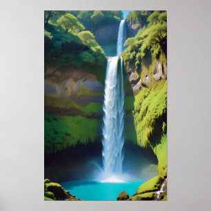 Malerische Landschaft Berge Wasserfall Natur Poster
