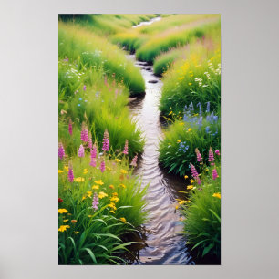 Malerische Landschaft Forest Stream Nature Walk Poster