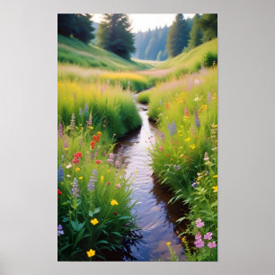 Malerische Landschaft Forest Stream Naturlandschaf Poster