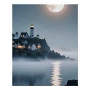 Malerische Landschaft Leuchtturm Seeküste Landscha Poster