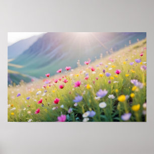 Malerische Landschaft Wiesen Tal Natur Stille Poster