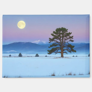 Malerische Landschaft Wintermond Natur Ruhe Magnet