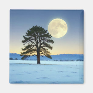 Malerische Landschaft Wintermond Natur Ruhe Magnet