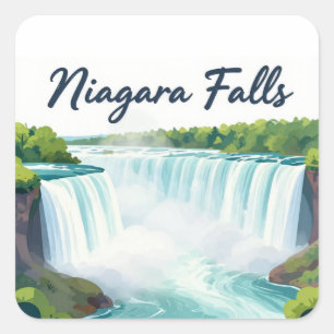 Malerische Landschaftsillustration der Niagara-Fäl Quadratischer Aufkleber