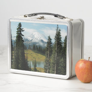 Malerische Mount Rainier-Landschaft Metall Lunch Box