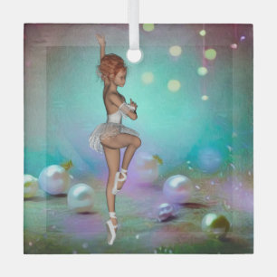 Malerische Perlen Hintergrund & Tanz Ballerina Ornament Aus Glas