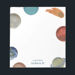 Malerische Planeten Kinder Notizblock<br><div class="desc">Malerische Sonnensysteme und Planeten Illustration von Erde,  Mars,  Venus,  Merkur,  Mond,  Sonne,  Neptun,  Saturn,  Jupiter,  Uranus,  Pluto,  Kometen und Sternen auf einem weißen Hintergrund von Shelby Allison entworfen.</div>