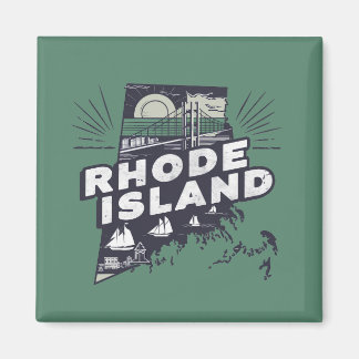 Malerische Rhode Island Retro-Silhouette  Magnet
