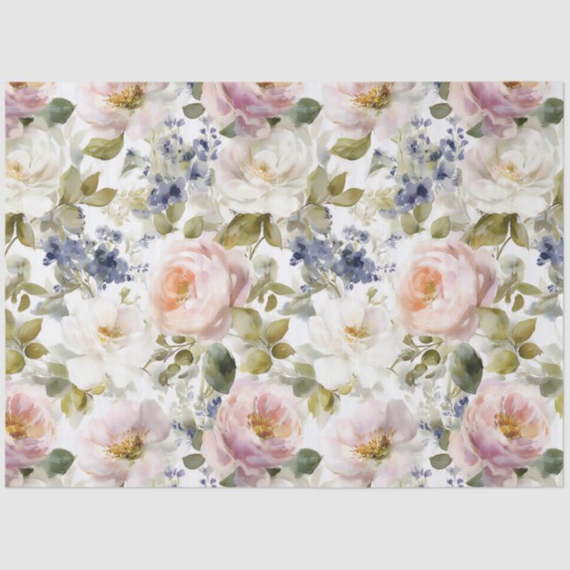 Malerische Rose und Blume Seidenpapier (Vorderseite)