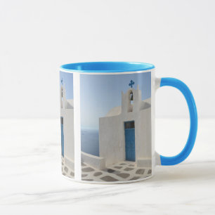 Malerische Santorini Kirche Tasse