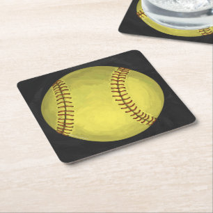 Malerische Softball-Kunst Rechteckiger Pappuntersetzer