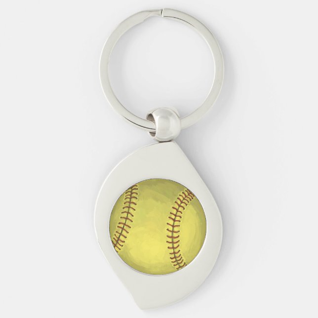 Malerische Softball-Kunst Schlüsselanhänger (Vorderseite)