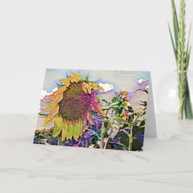 Malerische Sommersonnenblumen Art Card Karte (Vorderseite)